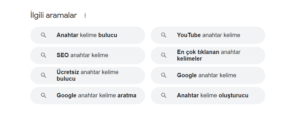 Google ilgili aramalar